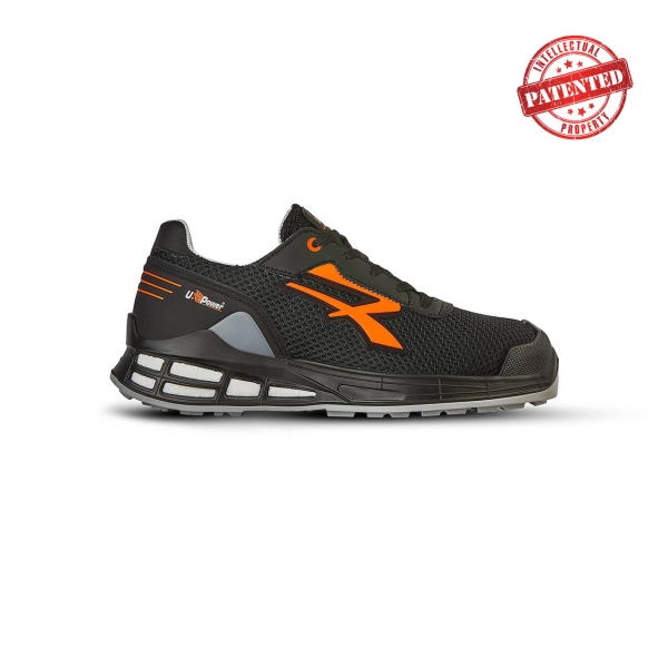 Upower Irvin S ESD Calzado de Trabajo de Seguridad - Talla 44 - Empeine Transpirable, Puntera AirToe Aluminium, Antideslizante, Proteccion S1PS FO SR, Plantilla Anatomica - Color Negro/Naranja