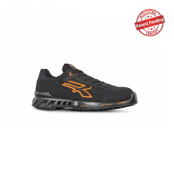 Upower Peter S ESD Calzado de Seguridad Bajos - Talla 37 - Proteccion Puntera Anti-Abrasion, Suela Antideslizante Antiaceite, Puntera AirToe Aluminium, Plantilla Antiperforacion, Clase S3S CI FO SR - Color Negro/Naranja