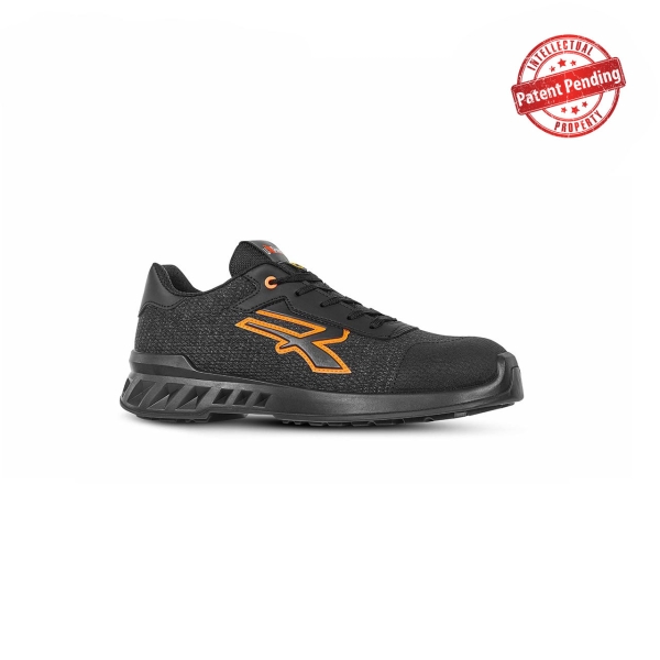 Upower Bradley S ESD Zapato de Seguridad Ligero - Talla 44 - Nylon Transpirable, Puntera Antiabrasion, Suela Antideslizante, Proteccion Antiestatica, Clase S1PS FO SR - Color Negro/Naranja