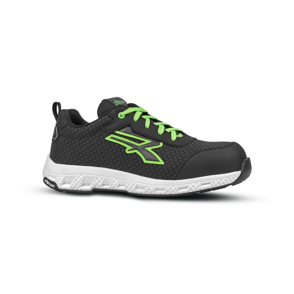 Upower Mitch ESD Calzado de Seguridad - Talla 36 - Proteccion S3S CI HI HRO FO SR, Resistencia a la Abrasion, Hidrofugos y Transpirables, Puntera Fibertoe, Suela Antideslizante - Color Negro/Verde