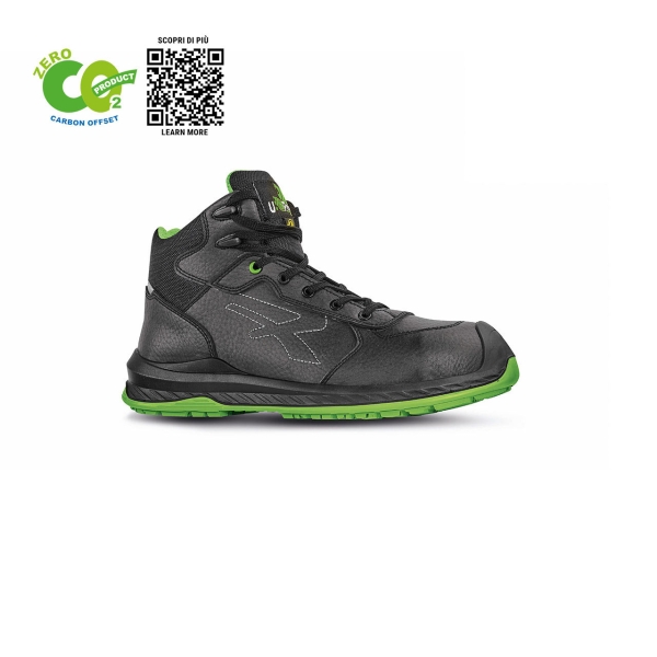 Upower Niagara UK S ESD Calzado de Seguridad de Invierno - Talla 42 - Microfibra Suave, Proteccion S3S CI FO SR, Ligero y Comodo - Color Negro/Verde