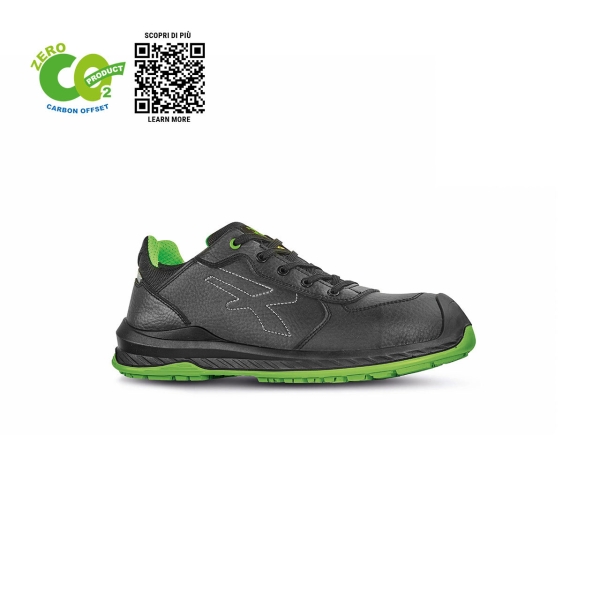 Upower Natural UK S ESD Calzado de Seguridad Bajo - Talla 38 - Comodo y Ligero, Proteccion S3S CI FO SR - Color Negro/Verde