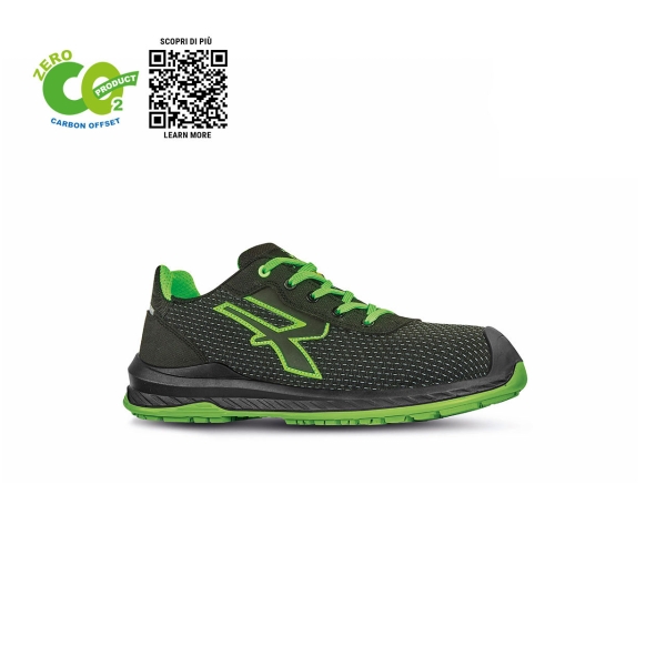 Upower Island UK S ESD Calzado de Seguridad Carbon Neutral - Talla 39 - Proteccion S3S CI FO SR, Confort y Seguridad - Color Negro/Verde