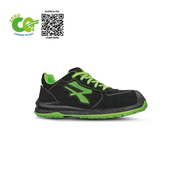 Upower Canyon UK S ESD Calzado de Seguridad - Talla 45 - Proteccion S1PS FO SR, Maxima Comodidad - Color Negro/Verde