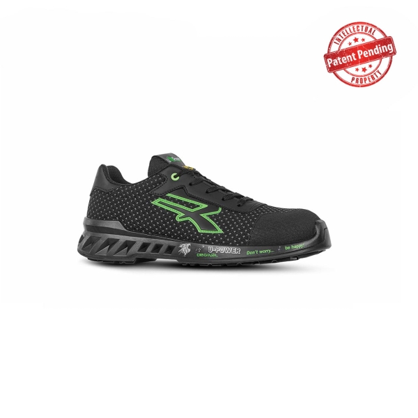 Upower Steve S ESD Calzado de Seguridad Bajos - Talla 37 - Proteccion Puntera Anti-Abrasion, Suela Ultraligera Antideslizante, Plantilla Antiperforacion, Transpirables, Clase S3S CI FO SR - Color Negro/Verde