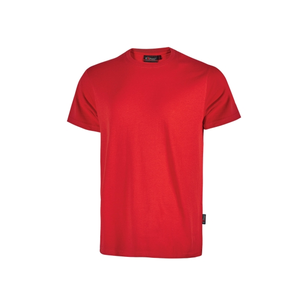 Upower Figi Camiseta de Trabajo de Algodon Cardado - Talla XL - Suavidad y Confort Prolongado, Cuello Elastico Acanalado, Cinta Para-Sudor, Proteccion DPI1 - Color Rojo Magma