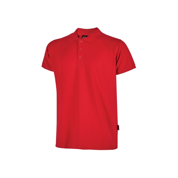 Upower Tonga Polo Hombre Algodon Pique - Talla 3XL - Transpirable y Duradero, Cuello 3 Botones, Acabados Canale, Refuerzos Cuello y Hombros, Proteccion DPI1 - Color Rojo Magma