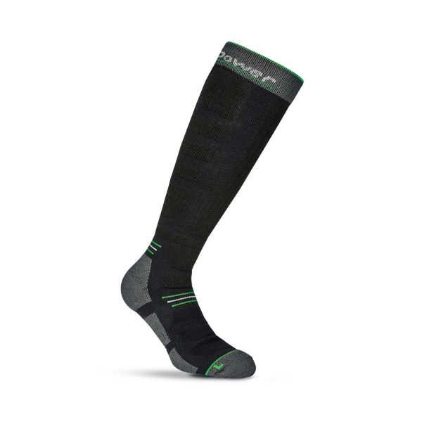 Upower Zenith Calcetines Largos de Trabajo - Talla M - Tecnologia PowerFit, Compresion Gradual, Soporte en Tobillos, Canales de Ventilacion, Costuras Planas, Refuerzos Antidesgaste - Color Verde Fluorescente