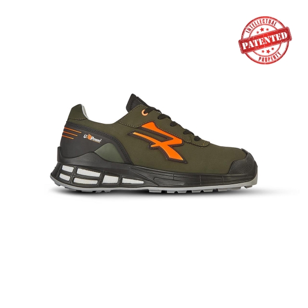 Upower Xeno S ESD Calzado de Trabajo con Seguridad Maxima - Talla 40 - Microfibra Efecto Nobuk Hidrofugo, Plantilla Anatomica Antibacteriana, Retorno de Energia Infinergy, Proteccion Contra Frio CI - Color Verde Oliva/Naranja