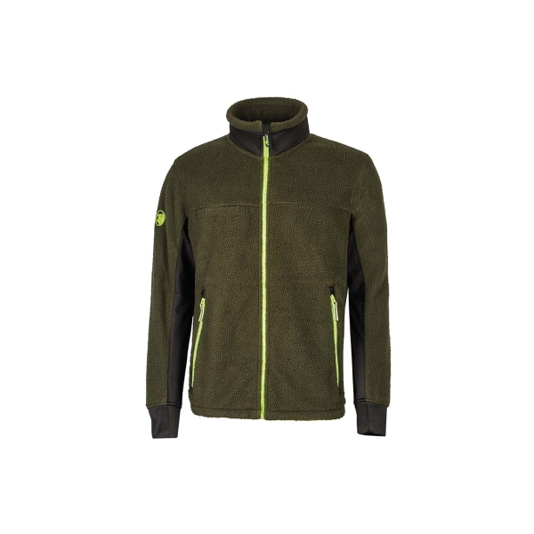 Upower Bark Chaqueta de Felpa Osito - Talla 5XL - Cremallera Full-Zip, Aislamiento Termico Pelo Alto, Insertos Elastizados, Multiples Bolsillos, Proteccion DPI1 - Color Verde Oscuro