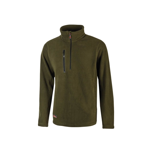 Upower Bering Sudadera de Trabajo con Medio Cremallera - Talla L - Duradera y Confortable, Proteccion DPI1, Material 100% Poliester - Color Verde Oscuro