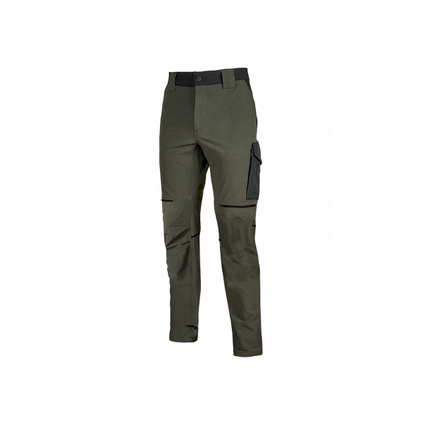 Upower World Pantalon Elastico y Resistente - Talla S - Repelente al Agua, Transpirable, Secado Rapido, Multiples Bolsillos Funcionales, Cintura Ajustable, Detalles Reflectantes, Proteccion DPI1 - Color Verde Oscuro