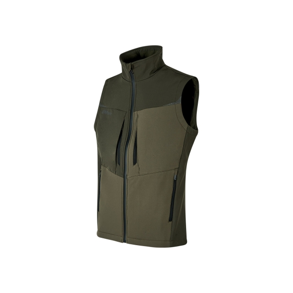 Upower Brio Chaleco de Trabajo Softshell - Talla 4XL - Repelente al Agua, Interior de Microfleece, Tecnologia de Grafeno, Multiples Bolsillos, Detalles Reflectantes, Cremallera Waterproof - Color Verde Oscuro