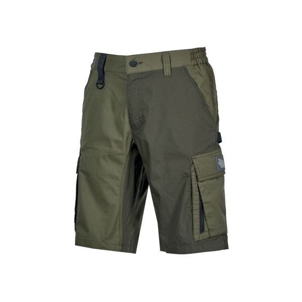 Upower Solaris Bermudas Cargo Funcionales - Talla 5XL - Tejido Ripstop Elastico, Multibolsillos, Detalles Reflectantes, Proteccion Lumbar, Ajuste Seguro - Color Verde Oscuro