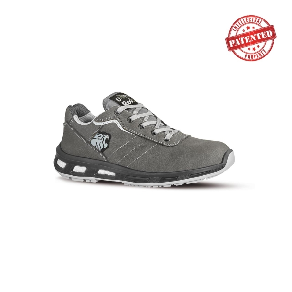 Upower Ring S ESD Calzado de Seguridad Bajos - Talla 45 - Cuero Nubuck, Puntera de Aluminio, Suela PU, Hidrofugos, Antiarrugas, Antideslizantes, Proteccion S3S CI FO SR - Color Gris