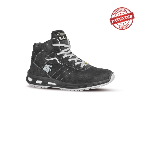 Upower Shape S ESD Calzado de Seguridad Altos - Talla 40 - Cuero Nubuck Resistente, Puntera de Aluminio, Hidrofugos, Antiarrugas, Suela Antideslizante, Proteccion S3S CI FO SR - Color Gris Oscuro
