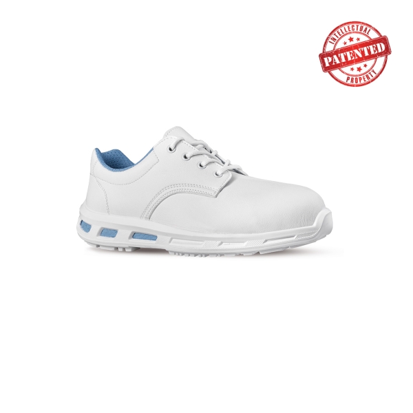 Upower Zelda O Calzado de Seguridad Bajos - Talla 42 - Puntal de Composite, Suela Antideslizante PU/PU, Proteccion S2 FO SR - Color Blanco