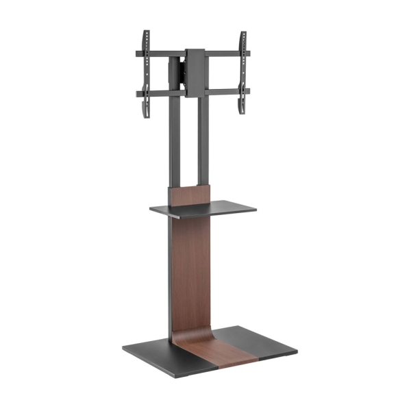 Aisens Soporte de Suelo para TV 37”-86” - Acero Alta Resistencia - Bandeja - Vesa Maximo 600x400mm - Carga Maxima 50Kg - Color Negro/Marron