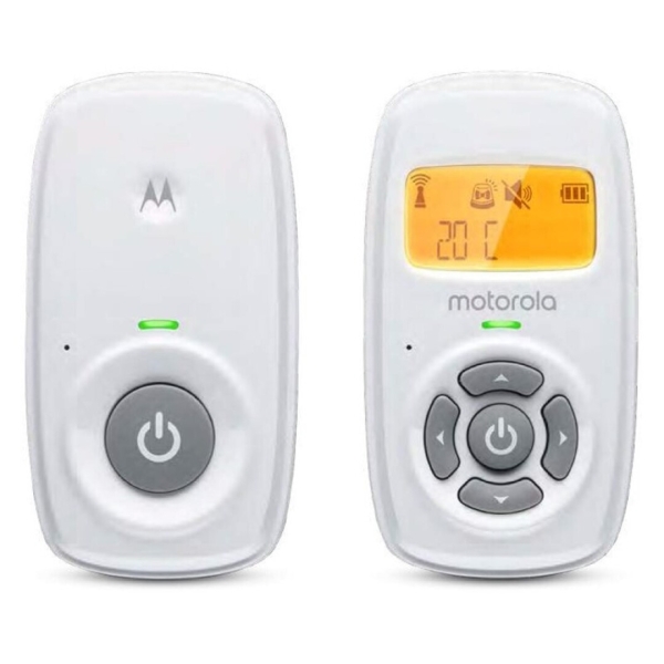 Motorola Nursery AM24 Vigilabebes de Audio - Alcance hasta 300m en Exterior y 50m en Interior - Conexion DECT - Sensor de Temperatura - Color Blanco