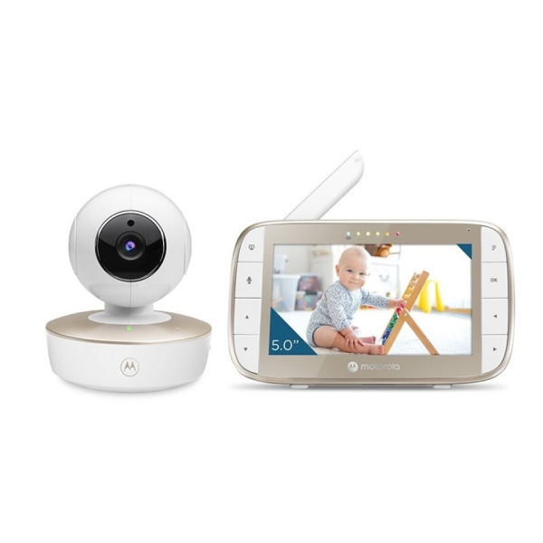 Motorola Nursery VM50G Vigilabebes con Camara - Vision Nocturna - Comunicacion Bidireccional - Pantalla 5" - Sensor de Temperatura - Color Blanco
