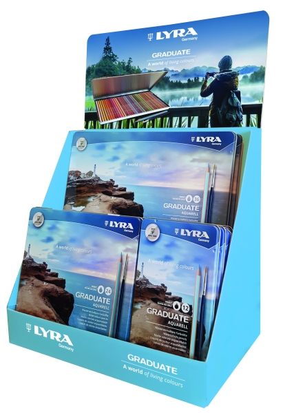 Lyra Graduate Expositor Lapices de Colores Acuarelables - Hexagonal - Colores Surtidos