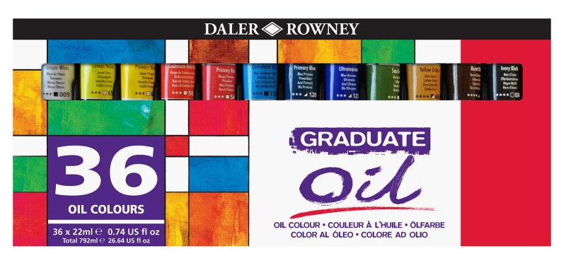 Daler Rowney Graduate Pack de 36 Pinturas al Oleo - Tubos de Aluminio - 22ml - Colores Surtidos