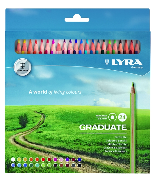 Lyra Graduate Pack de 24 Lapices de Colores - Hexagonal - Color Negro
