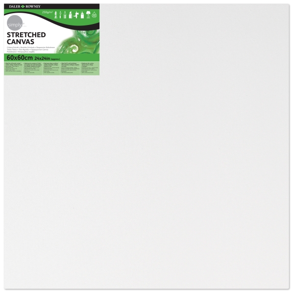 Daler Rowney Simply Bastidor Entelado - 60x60cm - Imprimacion Triple - Grano Medio - 100% Algodon sin Acido - 250g - Color Blanco