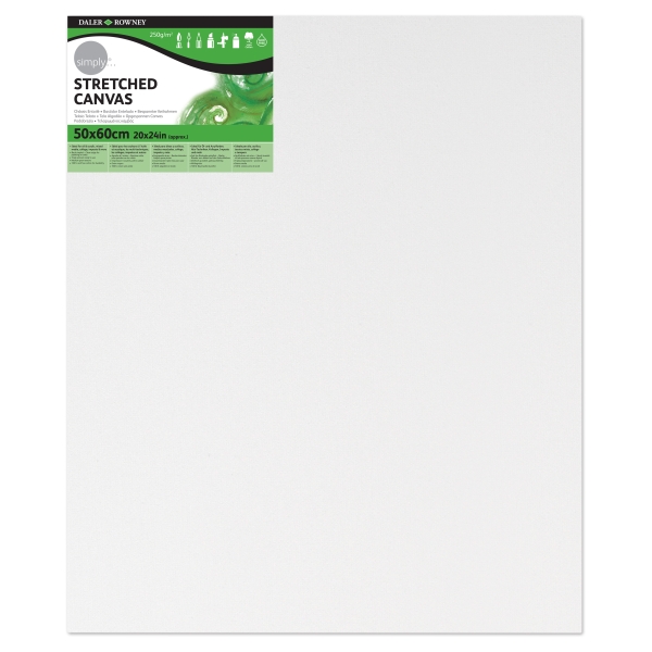 Daler Rowney Simply Bastidor Entelado - 50x60cm - Imprimacion Triple - Grano Medio - 100% Algodon sin Acido - 250g - Color Blanco