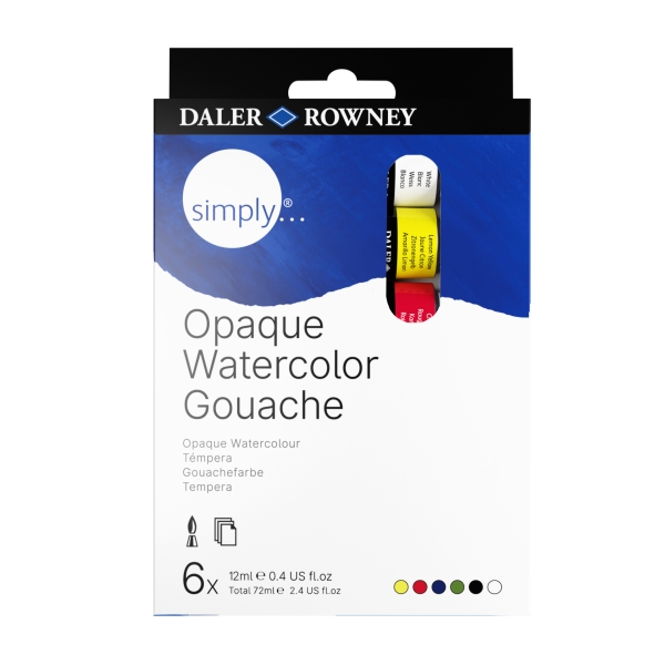 Daler Rowney Simply Pack de 6 Tubos de Temperas Gouache - 18ml - Colores Surtidos