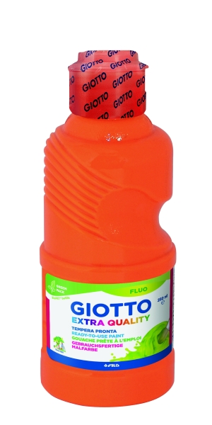 Giotto Extra Quality Fluo Tempera - 250ml - Lispa para el Uso - Botella Bio Pet - Color Naranja Fluorescente