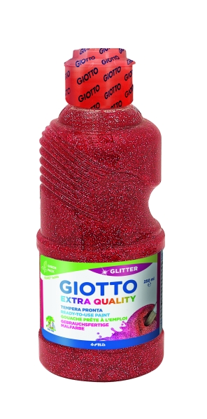 Giotto Extra Quality Glitter Tempera - 250ml - Lispa para el Uso - Botella Bio Pet - Color Rojo