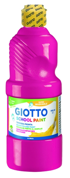 Giotto School Paint Tempera - 500ml - Lista para el Uso - Super Lavable - Botella Bio Pet - Color Magenta