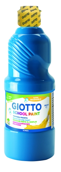 Giotto School Paint Tempera - 500ml - Lista para el Uso - Super Lavable - Botella Bio Pet - Color Cyan