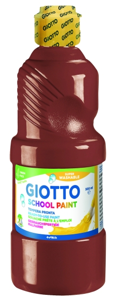 Giotto School Paint Tempera - 500ml - Lista para el Uso - Super Lavable - Botella Bio Pet - Color Marron