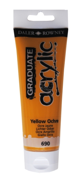 Daler Rowney Graduate Pintura Acrilica - Tubo de Plastico - 120ml - Color Ocre Amarillo