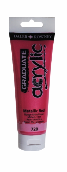 Daler Rowney Graduate Pintura Acrilica - Tubo de Plastico - 120ml - Color Rojo Metalico