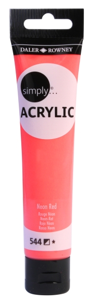 Daler Rowney Simply Pintura Acrilica - Tubo de Plastico - 75ml - Color Rojo Neon