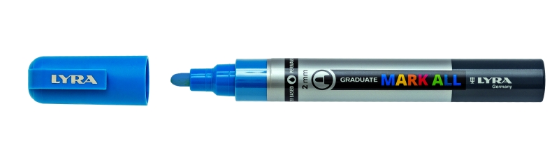 Lyra Mark All Rotulador Permanente - Multisuperficie - Punta Redonda - 2mm - Color Azul Claro