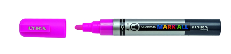 Lyra Mark All Rotulador Permanente - Multisuperficie - Punta Redonda - 2mm - Color Rosa Neon