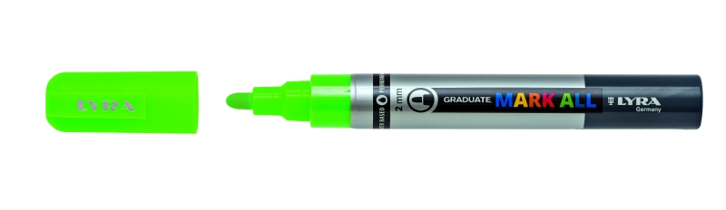 Lyra Mark All Rotulador Permanente - Multisuperficie - Punta Redonda - 2mm - Color Verde Neon