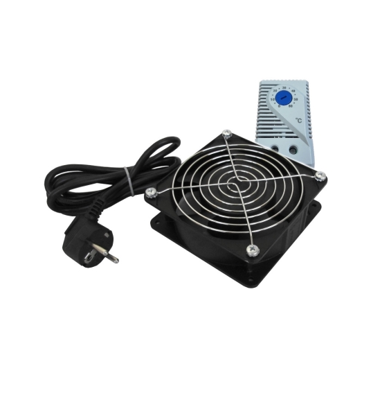 WP Ventilador Refrigeracion para Armario de 120mm - 220V - Termostato - 120x120x38mm - Color Negro