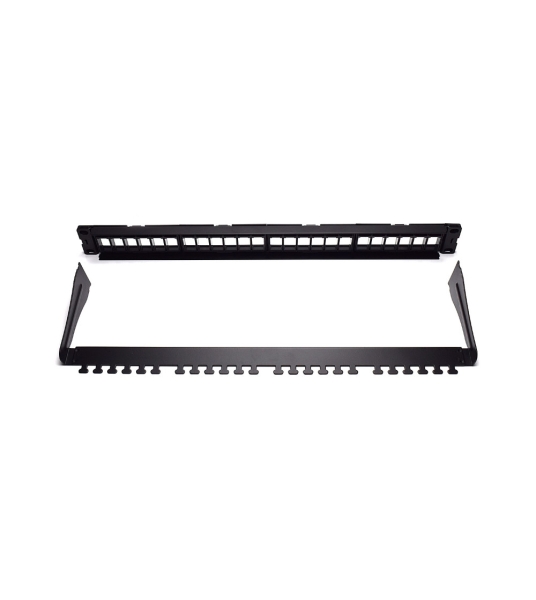 WP Patch Panel de 24 Puertos RJ45 CAT6 UTP - 1U Keystone Modular - Color Negro