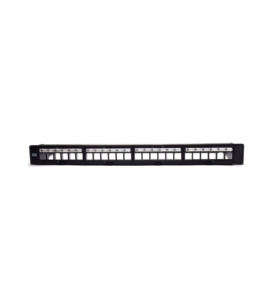 WP Patch Panel de 24 Puertos RJ45 CAT6 STP - 1U Keystone Modular - Color Negro