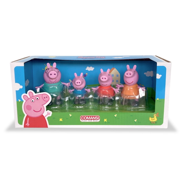 Comansi Set Peppa Pig Family 4 Figuras - Diseño Infantil - Regalo Niños - Peppa Pig, George, Mommy Pig y Daddy Pig