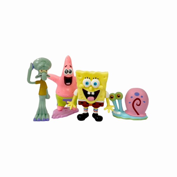 Comansi Set Familia Bob Esponja 4 Figuras - Coleccionable - Bob Esponja, Calamardo, Patricio y Don Cangrejo