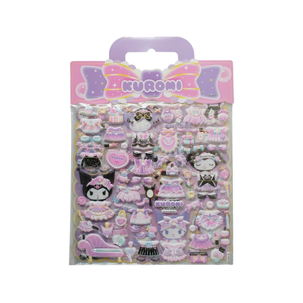 Comansi Pegatinas en Relieve Kuromi 20 x 29 cm - 2 Modelos - Efecto 3D - Estilo Kawaii