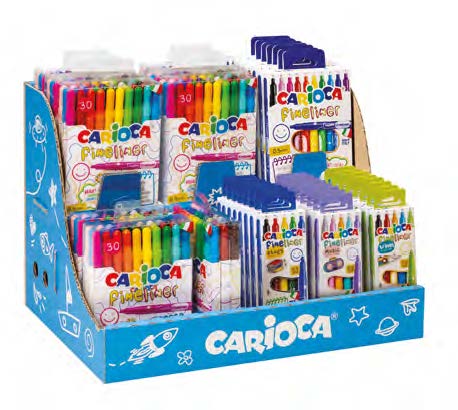 Carioca Fineliner Expositor con 50 Packs Surtidos de Rotuladores Fineliner - Punta Blanca de Acetal 0.5mm - Colores Surtidos