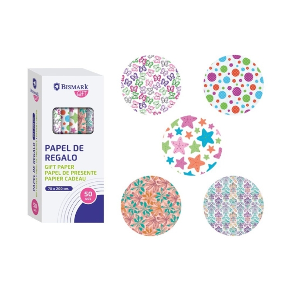 Bismark Momentos Especiales Rollo de Papel Regalo - Medidas 70cmx200cm - 5 Diseños Diferentes