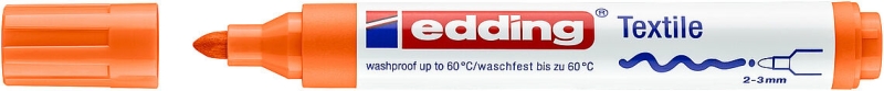 Edding 4500 Rotulador Permanente para Textil - Punta Redonda - Trazo entre 2 y 3mm - Olor Neutro - Secado Rapido - Color Naranja